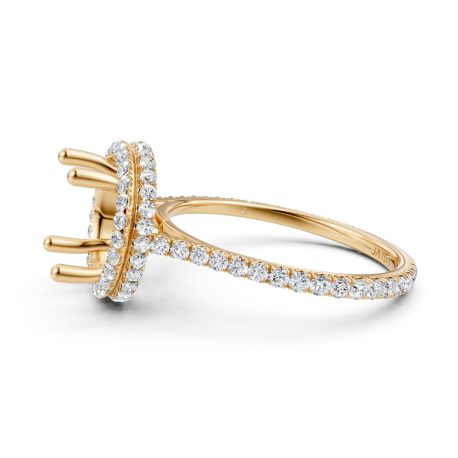 Double Halo Semi Mount Lab Grown Diamond Engagement Ring 0.53 Ct.